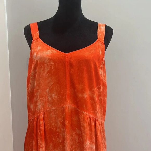 RAQUEL ALLEGRA Orange Tie-Dye V-Neck Midi Dress size 2 (Medium) - Picture 5 of 13